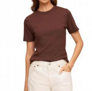 NEW FIFTEEN TWENTY women's mandy short sleeve top in brown